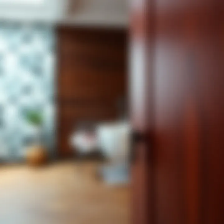 Close-up of the rich texture and finish of mahogany wood