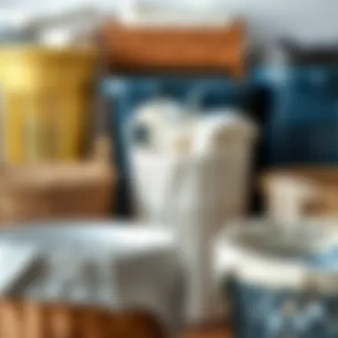 Diverse Materials in Laundry Basket Design A variety of laundry baskets made from different materials like plastic, wicker, and fabric.