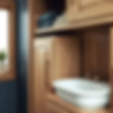 Materials and Finishes of Tall Bathroom Armoire Close-up of materials and finishes on a tall bathroom armoire