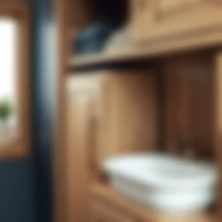 Materials and Finishes of Tall Bathroom Armoire Close-up of materials and finishes on a tall bathroom armoire