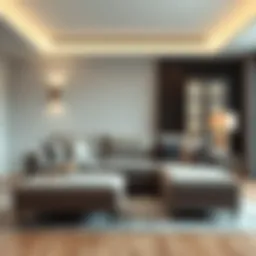 Luxurious oversized loveseat with ottoman in a modern living room setting