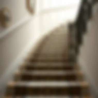 Elegant Design of Narrow Stair Runner Elegant narrow stair runner carpet with intricate pattern