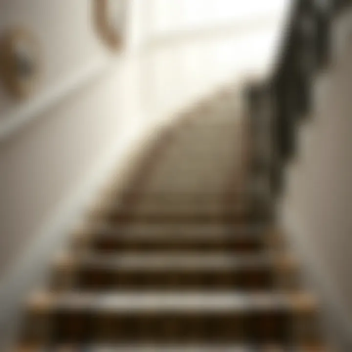 Elegant Design of Narrow Stair Runner Elegant narrow stair runner carpet with intricate pattern