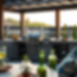 A luxurious outdoor kitchen featuring a modern side burner grill