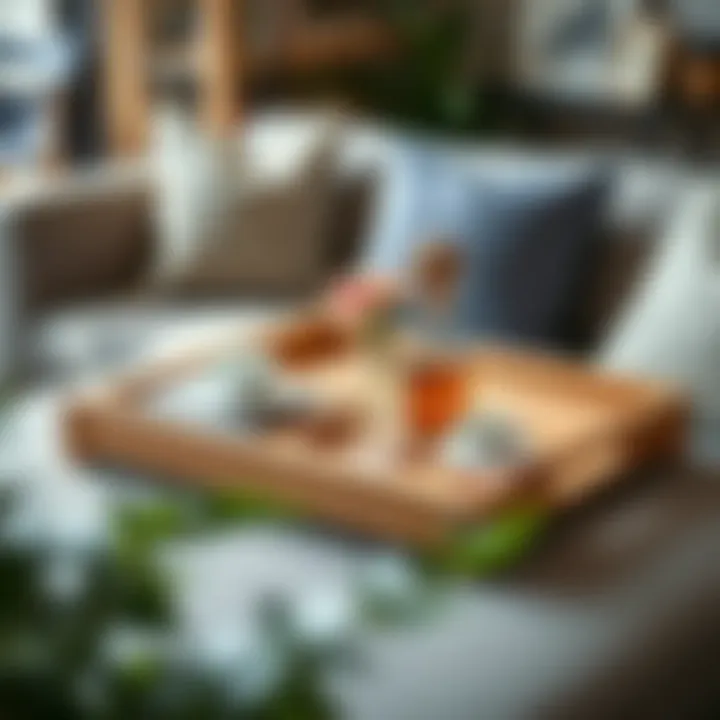 Customized wooden sofa tray with personal touches