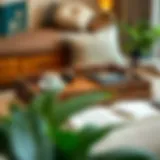 Elegant wooden sofa tray with intricate carvings