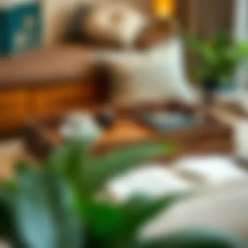 Elegant wooden sofa tray with intricate carvings