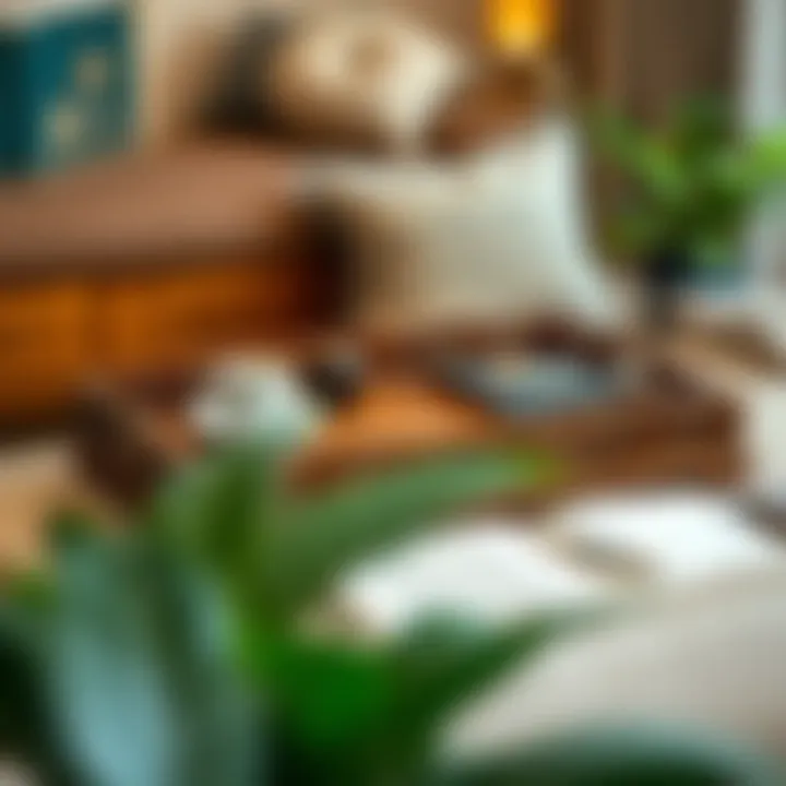 Elegant wooden sofa tray with intricate carvings