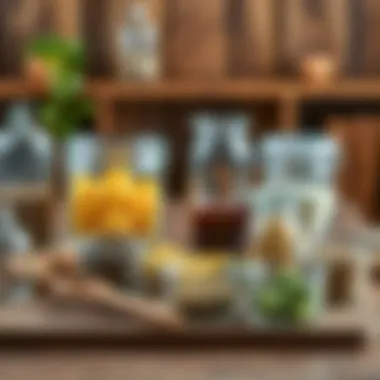 Sustainable Materials for Glass Storage A layout of sustainable materials used in crafting square glass food storage