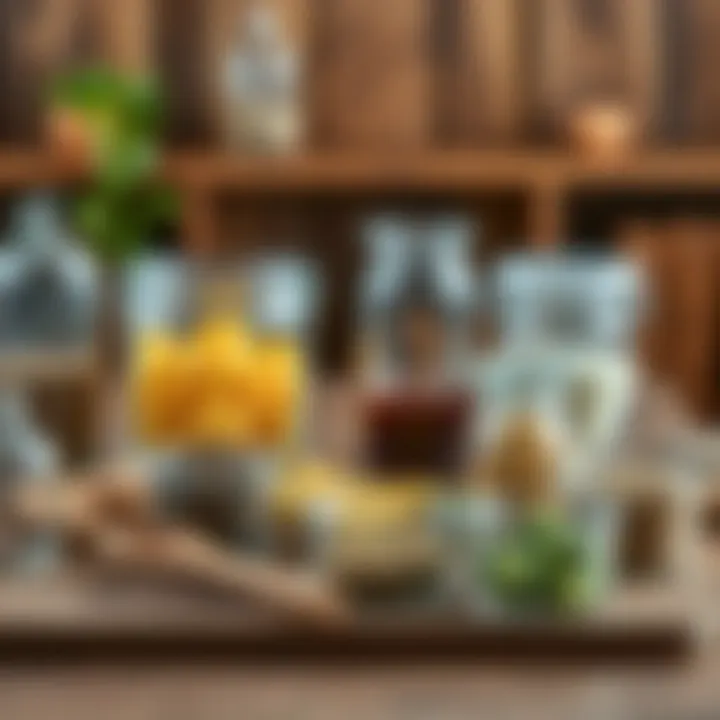 Sustainable Materials for Glass Storage A layout of sustainable materials used in crafting square glass food storage