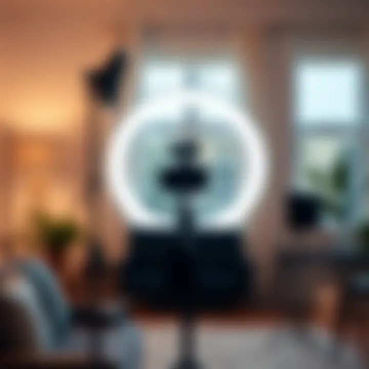 Versatile Ring Light Setup Highlighting Aesthetics An aesthetic view of a ring light setup showcasing its versatility