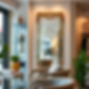 Boutique Interior with Chic Full Length Mirror Chic over the door mirror enhancing a boutique's interior
