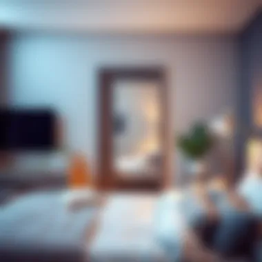 Contemporary Bedroom Featuring Over The Door Mirror Functional over the door mirror in a modern bedroom setting