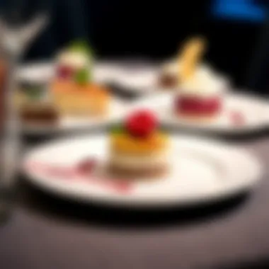 Stylish Dessert Arrangement for Events Stylish arrangement of desserts on 6-inch plates set for a formal gathering.