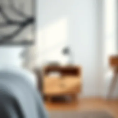 Minimalist Nightstand in Contemporary Setting Minimalist nightstand in a contemporary bedroom setting