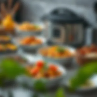 A variety of dishes prepared using a compact pressure cooker