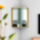 Contemporary corner mirror shelf showcasing minimalistic design
