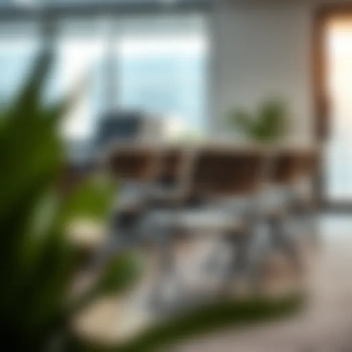 Gray Folding Chairs in Corporate Office Setting Gray folding chairs integrated into a corporate office environment