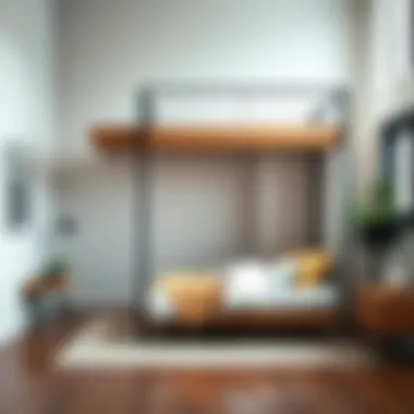 Minimalist Loft Bed in Elegant Bedroom Elegant loft bed in a minimalist bedroom setting