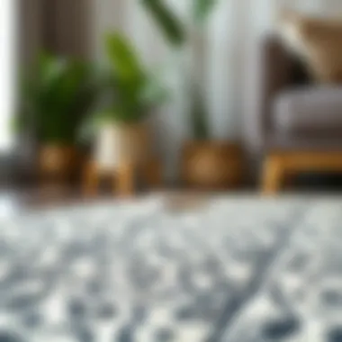 A close-up view of a textured small circle rug showcasing intricate patterns