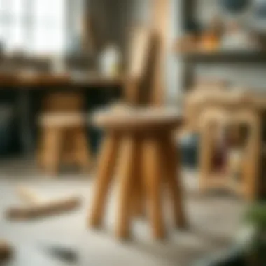 DIY Small Round Stool Table in Home Workshop DIY small round stool table crafted with unique materials in a home workshop