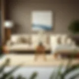 Elegant small round stool table in a minimalistic living room setting