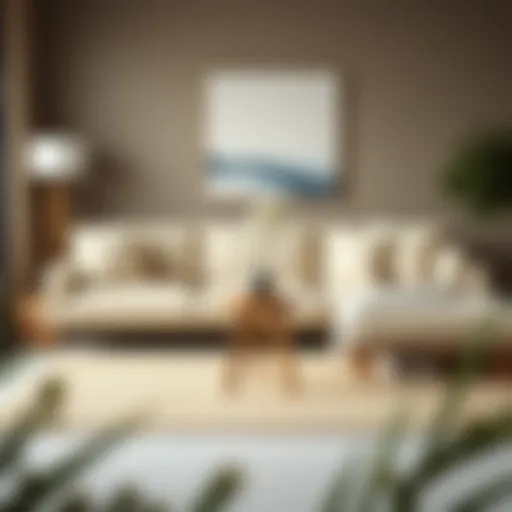 Minimalistic Living Room with Small Round Stool Table Elegant small round stool table in a minimalistic living room setting