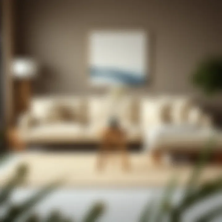 Minimalistic Living Room with Small Round Stool Table Elegant small round stool table in a minimalistic living room setting