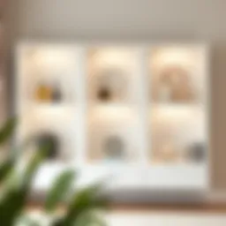 Elegant white corner shelf unit showcasing decorative items