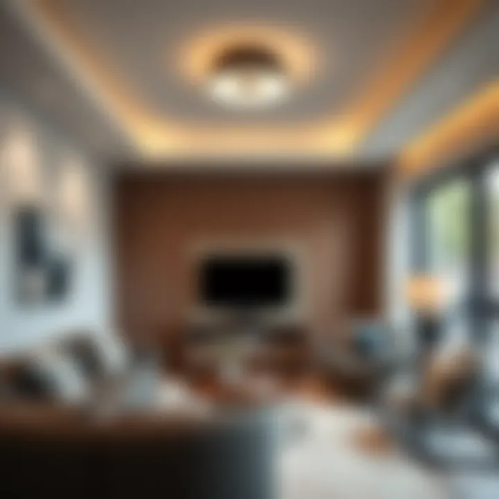 Elegant Design in Living Space Elegant modern small ceiling fixture in a cozy living room