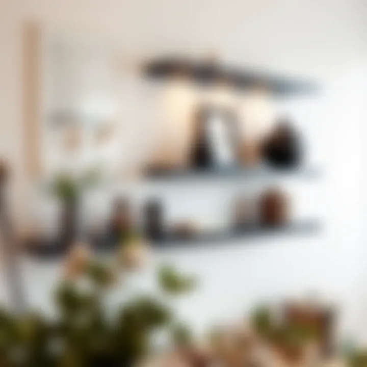 Elegant Design with Decorative Accents Elegant thick black floating shelf showcasing decorative items