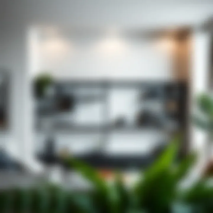 Modern Interior Aesthetics with Functional Shelving Modern interior featuring thick black floating shelves in a stylish setting