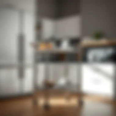 Elegant Stainless Steel Kitchen Cart with Mobility Features Elegant kitchen cart made of stainless steel with wheels