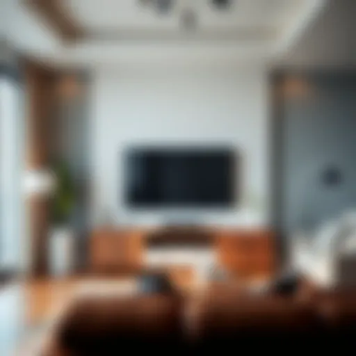 Elegant wooden TV stand in a contemporary living room