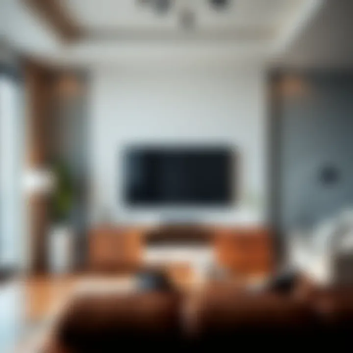 Elegant wooden TV stand in a contemporary living room