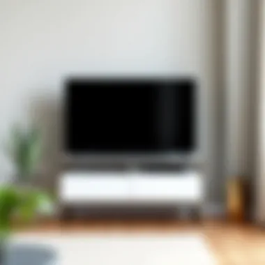Minimalist Space Featuring a Sleek Metal TV Stand Modern metal TV stand with sleek finish in a minimalist setup