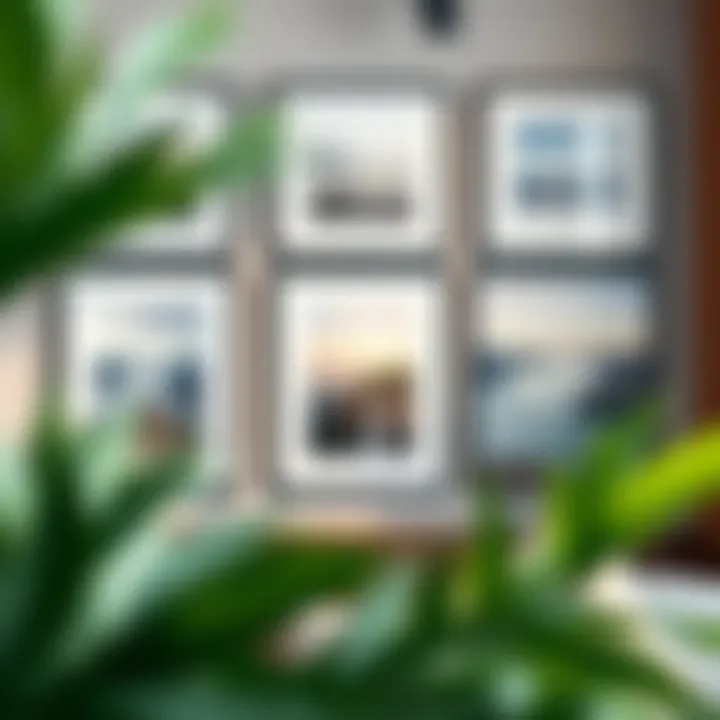 Aesthetic arrangement of framed photographs on a wall