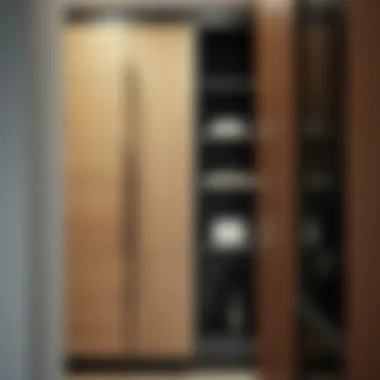 Materials and Textures in Narrow Short Cabinets Different materials used in narrow short cabinets, emphasizing texture and design