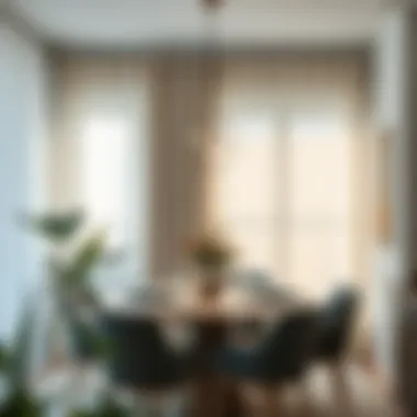 Light Filtering in a Stylish Dining Area Stylish dining area featuring sheer 62-inch long curtains for light filtering