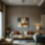 Elegant wall-mounted hanging fixture illuminating a cozy living room