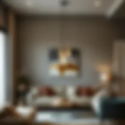 Elegant wall-mounted hanging fixture illuminating a cozy living room