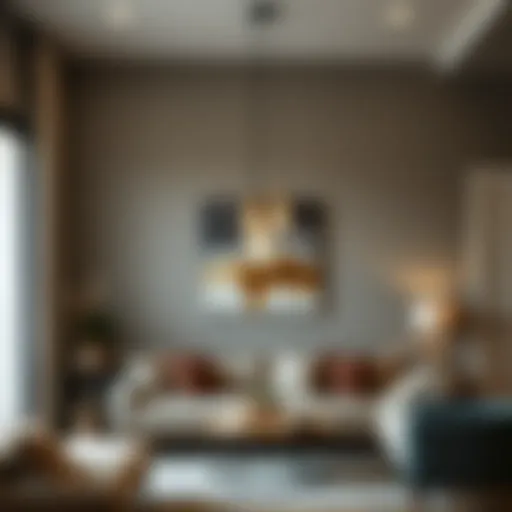 Elegant wall-mounted hanging fixture illuminating a cozy living room