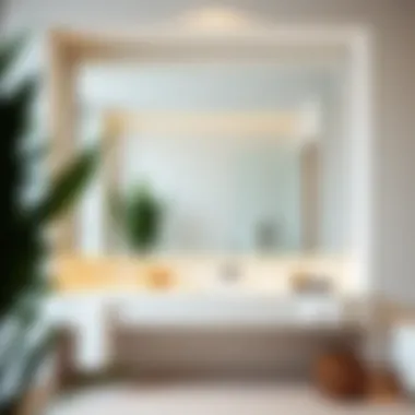 Stylish Bathroom with Large Mirror Stylish bathroom featuring a large mirror as a focal point