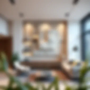 Elegant floating acoustic panel in a modern living room