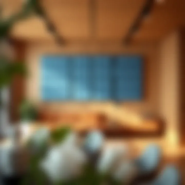 Stylish installation of floating acoustic panels in a workspace