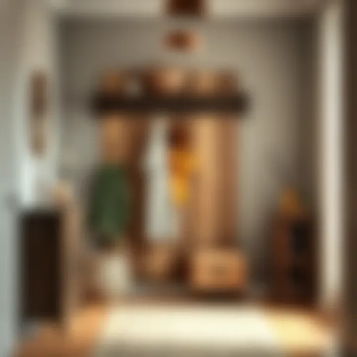 Rustic Reclaimed Wood Coat Rack in Cozy Hallway Rustic coat rack made from reclaimed wood, adding charm to a cozy hallway