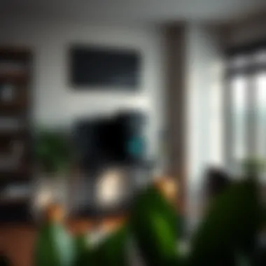 Aesthetic Integration of a Computer Tower Stand Stylish computer tower stand with wheels integrated into a home office design