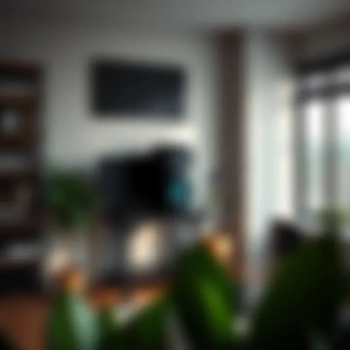 Aesthetic Integration of a Computer Tower Stand Stylish computer tower stand with wheels integrated into a home office design