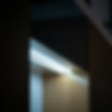 Close-up of LED strip lighting installed in a modern cabinet