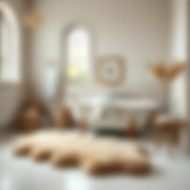 Sheepskin Rug Complementing Elegant Bathroom Decor Sheepskin rug paired with elegant bathroom decor